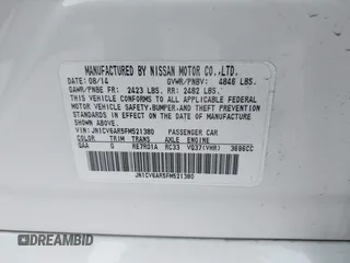 2015 Infiniti Q40 with VIN JN1CV6AR5FM521380, listed as a IAAI auction lot 41024558 with 123,595 mi miles. Bid and sale history available at carsss.com. Image 9.