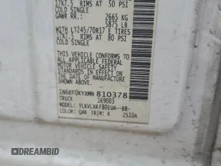 2021 Nissan NV Cargo SV с VIN 1N6BF0KYXMN810378, выставлен на аукционе Copart как лот 80171284 с пробегом 105 208 миль миль и Списание • Salvage title. История ставок и продаж доступна на DreamBid. Изображение 13.