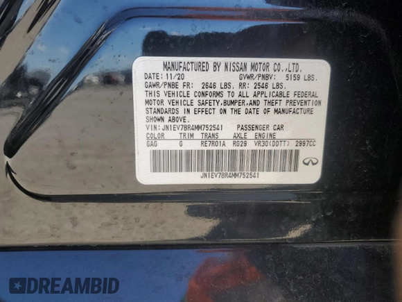2021 Infiniti Q50 Luxe z VIN JN1EV7BR4MM752541, wystawiony jako Copart lot #47064425 z przebiegiem 64 130 mil mil oraz Szkoda całkowita • Salvage title. Historia ofert i sprzedaży dostępna na DreamBid. Obrazek 12.