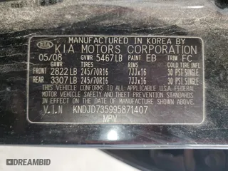 2009 Kia Sorento LX with VIN KNDJD735995871407, listed as a Copart auction lot 43912915 with 186,056 mi miles and Salvage Title. Bid and sale history available at carsss.com. Image 15.