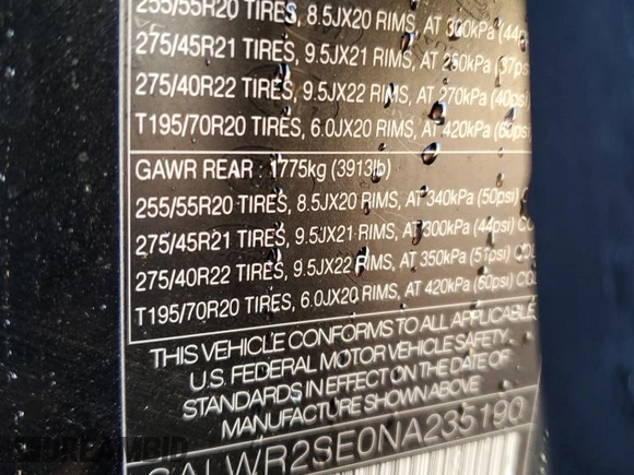 2022 Land Rover Range Rover Sport HSE Dynamic with VIN SALWR2SE0NA235190, listed as a Copart auction lot 88086075 with 25,755 mi miles and Salvage Title. Bid and sale history available at DreamBid. Image 13.