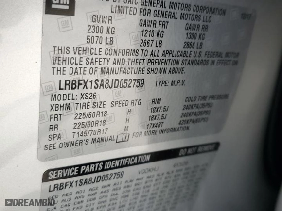 2018 Buick Envision Essence with VIN LRBFX1SA8JD052759, listed as a Copart auction lot 50616935 with 30,693 mi miles and Non Repairable. Bid and sale history available at carsss.com. Image 14.