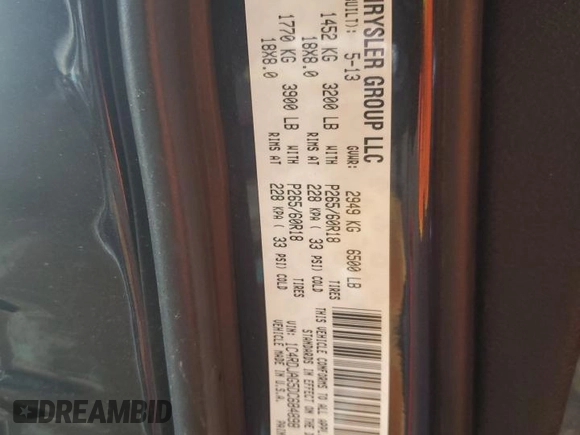 2013 Dodge Durango SXT with VIN 1C4RDJAG5DC684898, listed as a Copart auction lot 56653875 with 164,813 mi miles and Salvage title. Bid and sale history available at DreamBid. Image 13.
