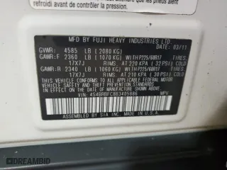 2011 Subaru Outback 2.5i Prem AWP/HK Aud with VIN 4S4BRBFC8B3405886, listed as a Copart auction lot 50653625 with 252,508 mi miles and Salvage Title. Bid and sale history available at carsss.com. Image 12.