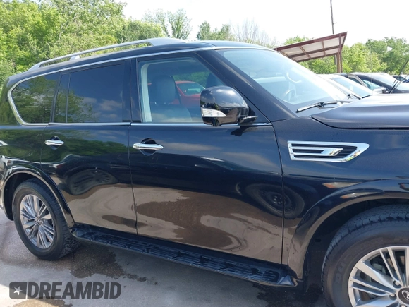 2018 Infiniti QX80 with VIN JN8AZ2NF4J9660983, listed as a IAAI auction lot 42063055 with 24,347 mi miles and . Bid and sale history available at DreamBid. Image 13.