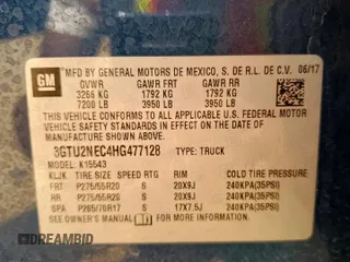2017 GMC Sierra 1500 SLT z VIN 3GTU2NEC4HG477128, wystawiony jako Copart lot #58639545 z przebiegiem 88 413 mil mil oraz Szkoda całkowita • Salvage title. Historia ofert i sprzedaży dostępna na DreamBid. Obrazek 12.