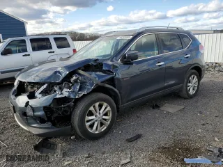 2016 Nissan Rogue SV with VIN KNMAT2MV4GP708914, listed as a Copart auction lot 48289565 with 104527 miles and Salvage Title. Bid and sale history available at carsss.com. Image 1.