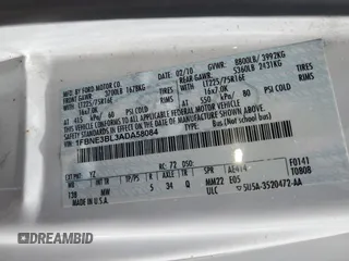 2010 Ford Econoline Passenger XL с VIN 1FBNE3BL3ADA58084, выставлен на аукционе Copart как лот 56645645 с пробегом 153 891 миль миль и Чистый • Clean title. История ставок и продаж доступна на DreamBid. Изображение 13.