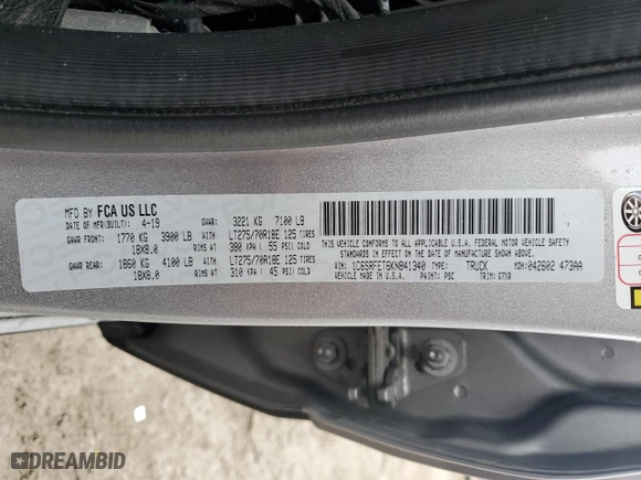 2019 Ram 1500 Rebel with VIN 1C6SRFET6KN841340, listed as a Copart auction lot 86519134 with 74,013 mi miles and Salvage Title. Bid and sale history available at carsss.com. Image 12.