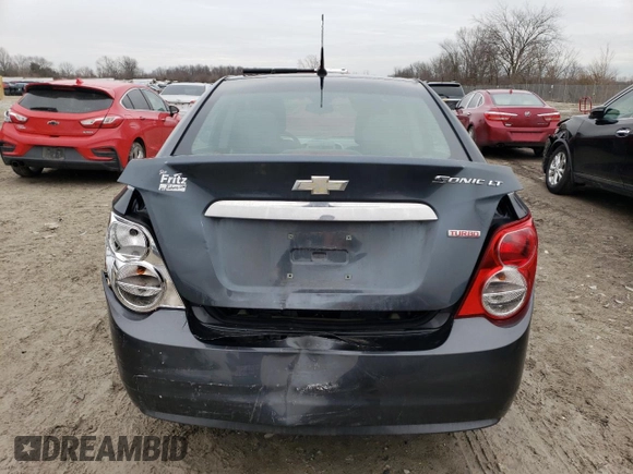 2013 Chevrolet Sonic LT with VIN 1G1JC5SB9D4193568, listed as a Copart auction lot 48080025 with 97,370 mi miles and Salvage Title. Bid and sale history available at DreamBid. Image 6.