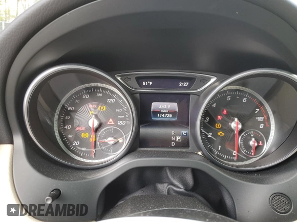 2018 Mercedes-Benz CLA with VIN WDDSJ4EB2JN613027, listed as a Copart auction lot 48057185 with 114,726 mi miles and Salvage Title. Bid and sale history available at carsss.com. Image 9.