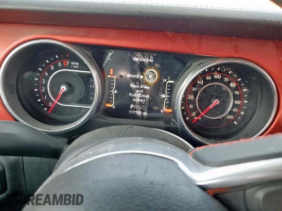 2018 Jeep Wrangler Unlimited Rubicon with VIN 1C4HJXFG6JW166731, listed as a Copart auction lot 56997385 with 117,713 mi miles and Salvage title. Bid and sale history available at DreamBid. Image 9.