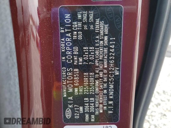 2017 Kia Sedona SX with VIN KNDMC5C12H6324411, listed as a Copart auction lot 52789895 with 27,003 mi miles and Salvage Title. Bid and sale history available at carsss.com. Image 14.