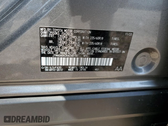 2024 Subaru Solterra Limited z VIN JTMABABA3RA048190, wystawiony jako Copart lot #54700725 z przebiegiem 7 837 mil mil oraz Szkoda całkowita • Salvage title. Historia ofert i sprzedaży dostępna na DreamBid. Obrazek 12.