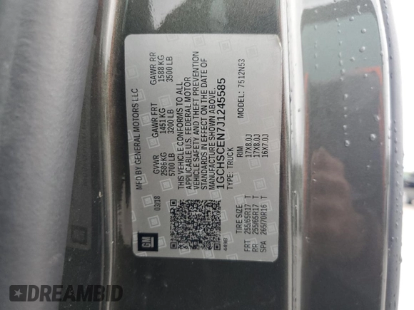 2018 Chevrolet Colorado 2WD LT with VIN 1GCHSCEN7J1245585, listed as a Copart auction lot 44702995 with 65,407 mi miles and Salvage title. Bid and sale history available at DreamBid. Image 12.
