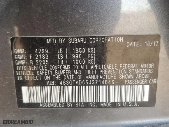 2018 Subaru Impreza Premium with VIN 4S3GTAD65J3714846, listed as a Copart auction lot 49078525 with 52,624 mi miles and Salvage Title. Bid and sale history available at carsss.com. Image 13.