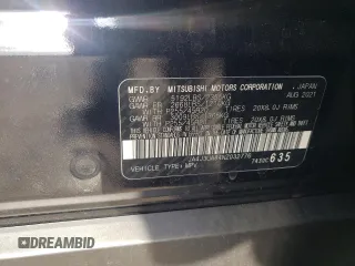 2022 Mitsubishi Outlander SE with VIN JA4J3UA84NZ032776, listed as a Copart auction lot 60277295 with 80,035 mi miles and Salvage title. Bid and sale history available at DreamBid. Image 12.