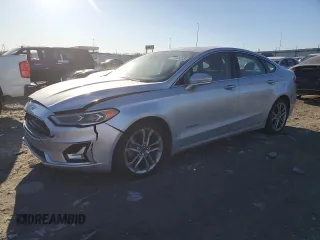 2019 Ford Fusion Hybrid Titanium with VIN 3FA6P0RU5KR240214, listed as a Copart auction lot 47009205 with 75,907 mi miles and Salvage Title. Bid and sale history available at carsss.com. Image 1.