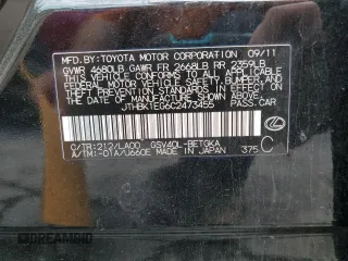 2012 Lexus ES 330 with VIN JTHBK1EG6C2473455, listed as a Copart auction lot 58817215 with 165,570 mi miles and Salvage title. Bid and sale history available at DreamBid. Image 12.