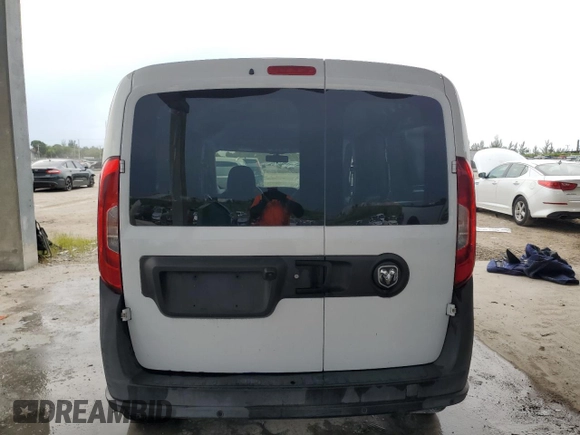 2017 Ram ProMaster City Cargo Tradesman with VIN ZFBERFAB5H6D29435, listed as a Copart auction lot 61988835 with 207,755 mi miles and Salvage title. Bid and sale history available at DreamBid. Image 6.