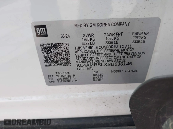 2025 Buick Encore GX Preferred with VIN KL4AMBSLXSB036145, listed as a IAAI auction lot 42157431 with 9,334 mi miles and . Bid and sale history available at DreamBid. Image 9.