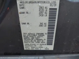 2019 Nissan Altima 2.5 Platinum with VIN 1N4BL4FVXKC174868, listed as a IAAI auction lot 41939991 with 63,022 mi miles. Bid and sale history available at carsss.com. Image 9.