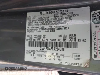 2011 Ford Fusion SEL with VIN 3FAHP0JA5BR224881, listed as a IAAI auction lot 42194438 with 335,334 mi miles and . Bid and sale history available at carsss.com. Image 9.