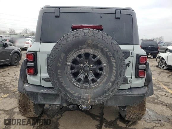 2023 Ford Bronco Raptor with VIN 1FMEE5JR3PLB00387, listed as a Copart auction lot 85234544 with 15,011 mi miles and Clean Title. Bid and sale history available at carsss.com. Image 6.