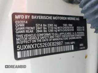 2014 BMW X3 xDrive35i z VIN 5UXWX7C52E0E82887, wystawiony jako Copart lot #54262445 z przebiegiem 64 673 mil mil oraz Szkoda całkowita • Salvage title. Historia ofert i sprzedaży dostępna na DreamBid. Obrazek 13.