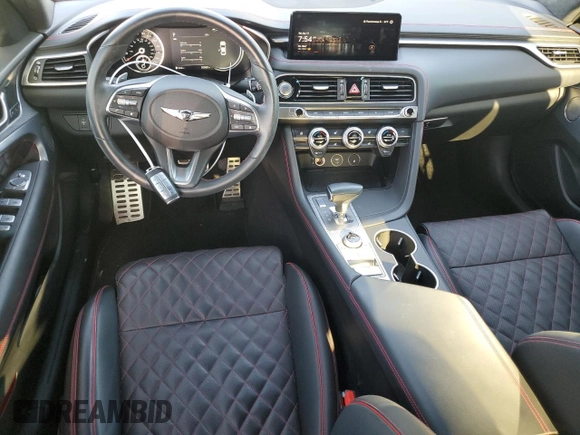 2023 Genesis G70 3.3T with VIN KMTG54TE3PU113251, listed as a Copart auction lot 52675895 with 20,969 mi miles and Salvage title. Bid and sale history available at DreamBid. Image 8.