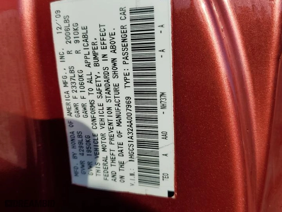 2010 Honda Accord Cpe LX-S with VIN 1HGCS1A32AA007969, listed as a Copart auction lot 78524814 with 237,653 mi miles and Clean Title. Bid and sale history available at carsss.com. Image 12.