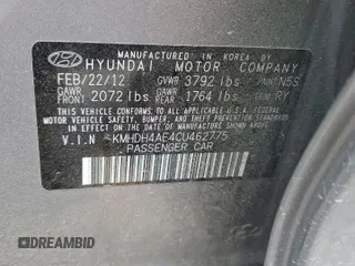 2012 Hyundai Elantra GLS с VIN KMHDH4AE4CU462775, выставлен на аукционе Copart как лот 56914845 с пробегом 108 234 миль миль и Списание • Salvage title. История ставок и продаж доступна на DreamBid. Изображение 12.