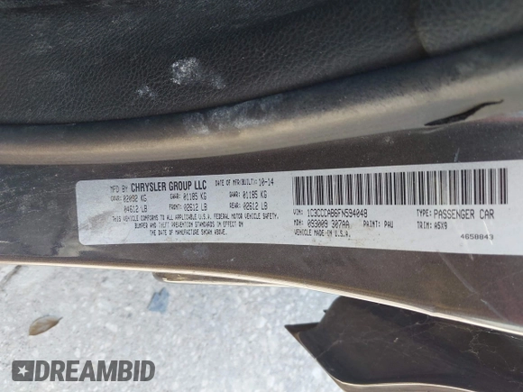 2015 Chrysler 200 Limited with VIN 1C3CCCAB6FN594048, listed as a IAAI auction lot 42507541 with 149,107 mi miles and . Bid and sale history available at DreamBid. Image 9.