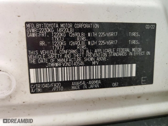 2022 Toyota RAV4 Hybrid XLE with VIN JTMRWRFV0ND140546, listed as a Copart auction lot 46053405 with 26,011 mi miles and Salvage Title. Bid and sale history available at carsss.com. Image 14.