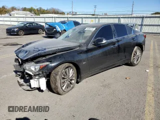 2018 Infiniti Q50 3.0t LUXE with VIN JN1EV7AR4JM430138, listed as a Copart auction lot 76386514 with 63,783 mi miles and Salvage Title. Bid and sale history available at carsss.com. Image 1.