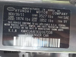 2012 Hyundai Accent GLS with VIN KMHCU4AE9CU167338, listed as a IAAI auction lot 42079550 with 121,889 mi miles. Bid and sale history available at carsss.com. Image 9.