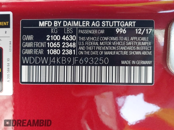 2018 Mercedes-Benz C 300 z VIN WDDWJ4KB9JF693250, wystawiony jako IAAI lot #41444482 z przebiegiem Nie podano mil oraz . Historia ofert i sprzedaży dostępna na DreamBid. Obrazek 9.