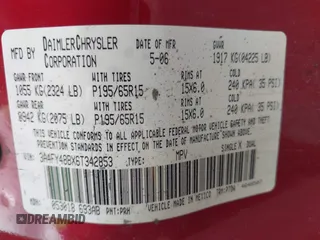 2006 Chrysler PT Cruiser with VIN 3A4FY48BX6T342853, listed as a IAAI auction lot 39841662 with 137,165 mi miles and . Bid and sale history available at DreamBid. Image 9.