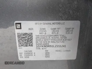 2020 Cadillac XT5 Premium Luxury AWD with VIN 1GYKNDRS1LZ211241, listed as a IAAI auction lot 41936344 with 38,625 mi miles and . Bid and sale history available at DreamBid. Image 9.