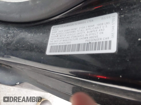2003 Volkswagen Golf с VIN 9BWBP61J434052880, выставлен на аукционе IAAI как лот 40325846 с пробегом 150 293 миль миль и . История ставок и продаж доступна на DreamBid. Изображение 9.
