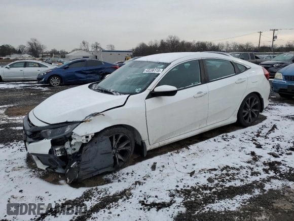 2020 Honda Civic Sedan Sport with VIN 2HGFC2F89LH506406, listed as a Copart auction lot 43236115 with 39,214 mi miles and Salvage Title. Bid and sale history available at carsss.com. Image 1.