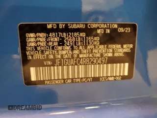 2024 Subaru Impreza Sport with VIN JF1GUAFC4R8290497, listed as a Copart auction lot 58975854 with 4,221 mi miles and Salvage Title. Bid and sale history available at carsss.com. Image 12.