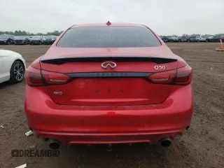 2022 Infiniti Q50 Red Sport 400 with VIN JN1FV7DR9NM390256, listed as a Copart auction lot 57094225 with 52,307 mi miles and Salvage title. Bid and sale history available at DreamBid. Image 6.
