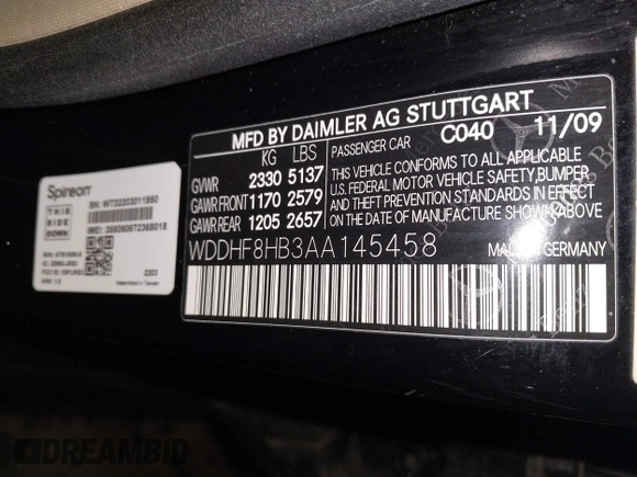 2010 Mercedes-Benz E 350 Luxury с VIN WDDHF8HB3AA145458, выставлен на аукционе IAAI как лот 42181113 с пробегом 169 964 миль миль и . История ставок и продаж доступна на DreamBid. Изображение 9.