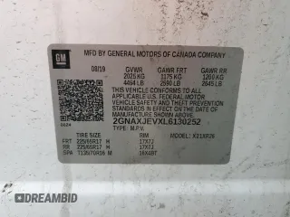 2020 Chevrolet Equinox LT z VIN 2GNAXJEVXL6130252, wystawiony jako Copart lot #52528455 z przebiegiem 298 711 mil mil oraz Szkoda całkowita • Salvage title. Historia ofert i sprzedaży dostępna na DreamBid. Obrazek 13.