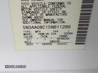 2005 Infiniti QX56 with VIN 5N3AA08C15N811299, listed as a IAAI auction lot 39389869 with 1 mi miles. Bid and sale history available at carsss.com. Image 9.