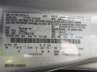 2012 Ford Focus SE with VIN 1FAHP3F29CL377721, listed as a IAAI auction lot 41848786 with 147,709 mi miles. Bid and sale history available at carsss.com. Image 9.