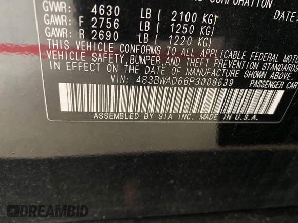 2023 Subaru Legacy Premium with VIN 4S3BWAD66P3008639, listed as a IAAI auction lot 42730176 with 28,131 mi miles and . Bid and sale history available at DreamBid. Image 14.