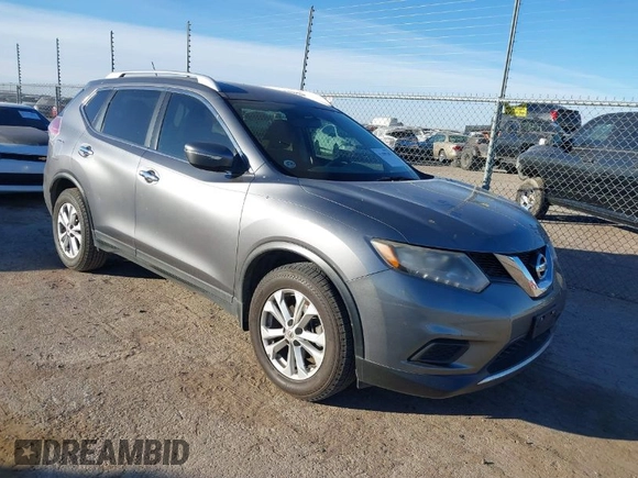 2015 Nissan Rogue SV with VIN KNMAT2MT1FP583514, listed as a IAAI auction lot 41389269 with 128,016 mi miles. Bid and sale history available at carsss.com. Image 1.
