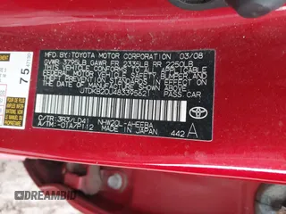 2008 Toyota Prius with VIN JTDKB20U483395621, listed as a IAAI auction lot 42106664 with 208,260 mi miles. Bid and sale history available at carsss.com. Image 9.